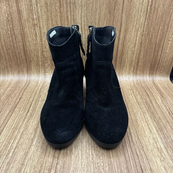 CROCS Leigh Black Suede Wedge Ankle Chelsea Boot Bootie Women’s Size 9.5 - Picture 2 of 9